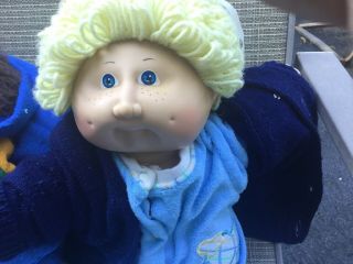 Vintage CABBAGE PATCH Doll Boy blonde hair blue eyes and brown hair 3