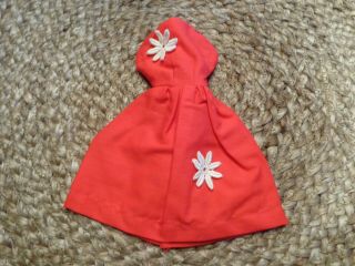 Vintage Barbie Sized Homemade Red Dress W/flowers