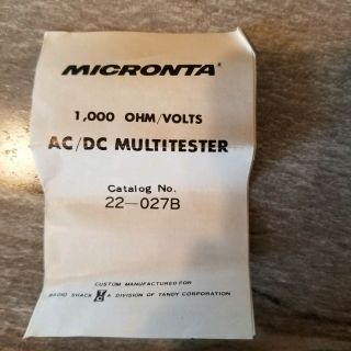 Vintage Micronta 1000 OHMS/VOLT Multitester 22 - 027B 4