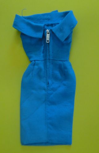 Vintage Barbie 1960 ' s PAK Silk Sheath Dress - TURQUOISE Blue - EXC 2