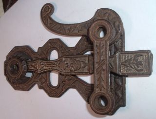 Antique Cast Iron Ornate Victorian Eastlake Door Latch Cupboard C.  1870,  4 Piece