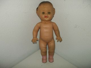 Vintage Sun Rubber Baby Doll Tod - L - Co.  10 " She Squeaks