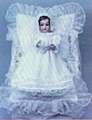 13 " Antique French/german Baby Bru Doll Cloth Body - Dress/gown Hat Pillow Pattern