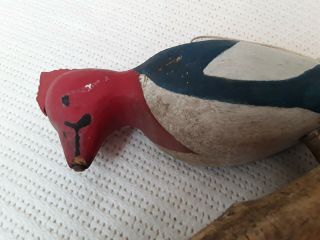 Primitive Old Handmade Wooden Bird Red Headed Woodpecker Door Knocker