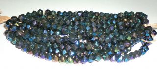 Antique Vintage English Cut Victorian Beads Dark Blue Purple Iris Ab 4bpi 20gr