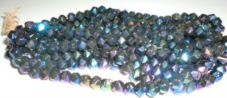 Antique Vintage English Cut Victorian Beads Dark Blue Purple Iris AB 4bpi 20gr 3