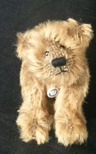 World Of Miniture Bears 4” Classic Golden Brown Mohair Bear Jointed W/tag
