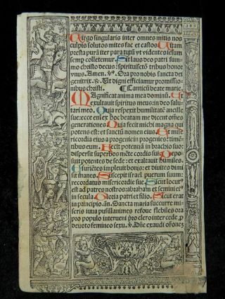 BOOK OF HOURS LEAF PARIS SIMON VOSTRE 1510 VIRGIN MARY INCUNABLE STUNDENBUCH 2