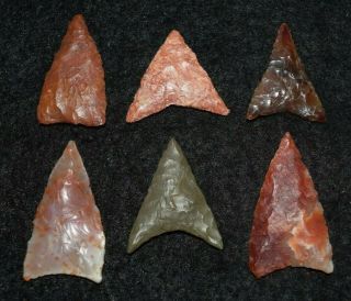 6 Quality Sahara Neolithic Triangular Tools,  Better Color And Lithics