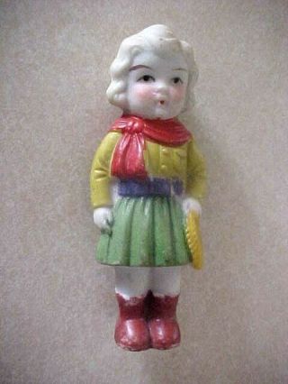 Vintage Small Bisque Hand Painted Cowgirl Doll Figure
