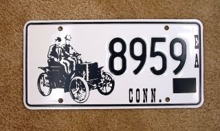 Connecticut Early American License Plate Antique Vehicle 8959