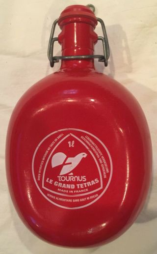Vintage Red Le Grand Tetras Aluminum Flask Canteen