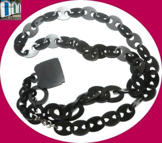 Antique Whitby Jet Bog Oak Unusual Long Necklace Pendant Link Chain Craft/Design 5