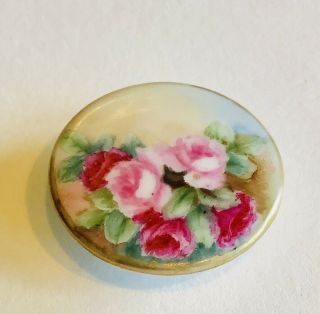 Antique,  Victorian,  Hand Painted Porcelain,  China Stud Button Floral