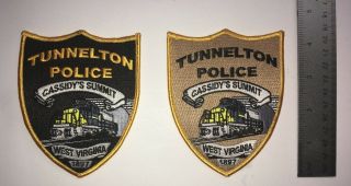 Set Of 2 Tunnelton,  Wv,  Police Department Patches - Trains,  Locamotives