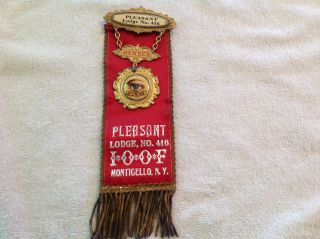 Ioof Odd Fellows Pin Ribbon Pleasant Lodge 416 1920s M.  C.  Lilley