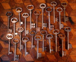 22 Vintage French Rustic Iron Steel Chateau Gate Door Skeleton Keys Steampunk O