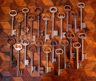 23 Vintage French Rustic Iron Steel Chateau Gate Door Skeleton Keys Steampunk N