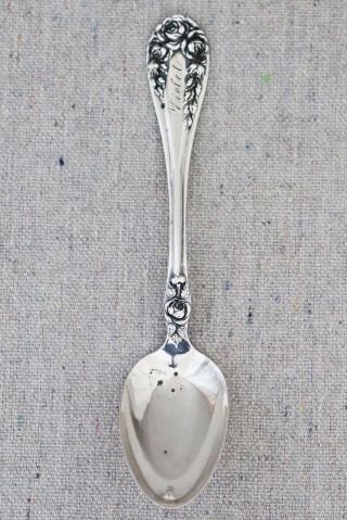 Antique R Wallace & Sons Rose Pattern Sterling Silver Teaspoon Engraved Violet