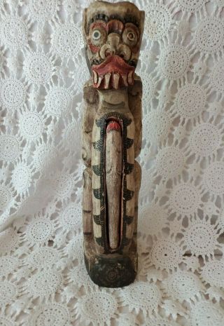Hand Carved Wooden Statue Tribal Tiki Temple Piece Vintage Unique 13 "