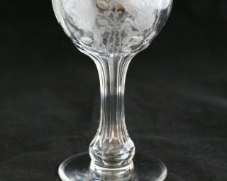 Antique H.  C.  FRY GLASS Etched 3 - Steemed Rose Pattern Hollow Stem Champagne /3ava 4