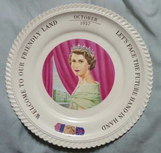 Queen Elizabeths First Official Visit To U.  S.  Plate,  1957 Made In Staffordshire