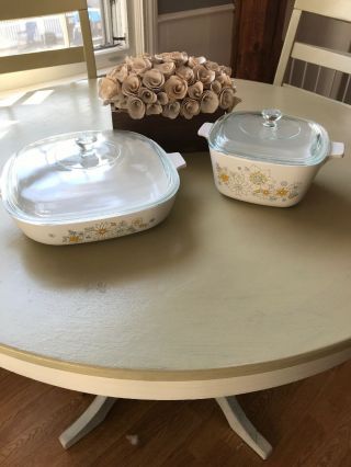 Vintage Corning Ware Casserole Dishes With Lids Floral Boutique Pattern Antique