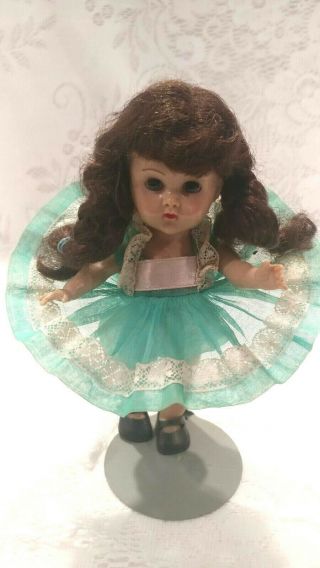 Vintage Vogue Tag Teal Organdy Dress W - Lace,  Shoes,  Bloomers (no Doll)
