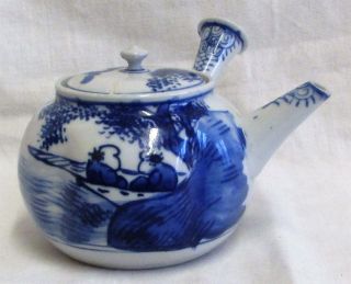 4 " Vintage Signed Japanese Blue & White Teapot