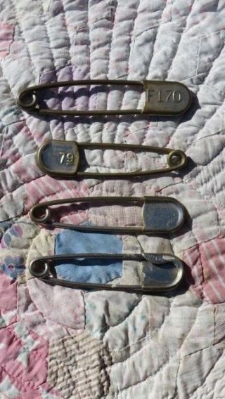 4 Antique Nickel Plated Brass Metal Laundry Pin Military Locker Horse National