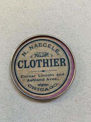 Antique Vintage Pocket Mirror Clothier Clothing Store Advertising Chicago