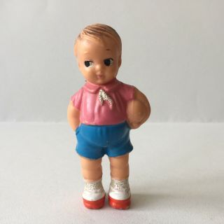 Vintage Rubber Toy Little Boy Football Player Art 5 - Biserka Ex Yugoslavia