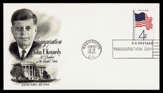 John F Kennedy 1961 Usps Inauguration Day & 1964 In Memoriam First Day Of Issue