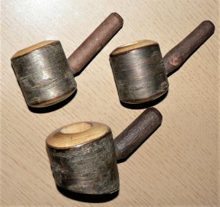 Three Antique Cherry Wood Tobacco Pipe Bowls.  Unsmoked.