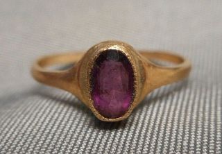 Antique Baby or Child ' s Ring - 10K Y Gold w/ Oval Purple Stone - Size 1 - 1/2 8