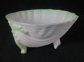 Antique Belleek Neptune Green Seashell Open Sugar Bowl 2nd Black Mark 1891 - 1926