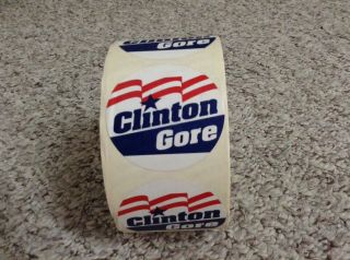 Roll Of Clinton Gore Stickers 500 From Bill Clinton Campaign 1992