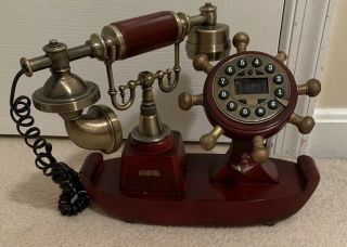 Telephone Landline Corded Phone Vintage Antique Old Fashioned Retro (wooden)