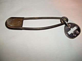 Vintage Large Laundry Safety Pin With Numbered Tag