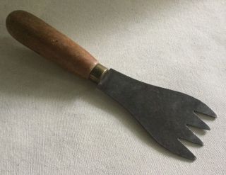 Vintage Antique 4 Pronged Ice Pick Chipper Primitive Kitchen Tool Wooden Handle