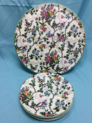 Vintage Royal Tudor Ware Lorna Doone Bluebirds Cakeplate & 5 Dessert Plates