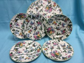 Vintage Royal Tudor Ware Lorna Doone bluebirds cakeplate & 5 dessert plates 5