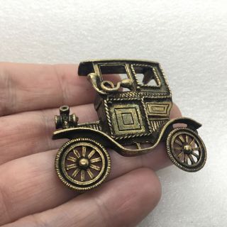 Vintage ANTIQUE STYLE CAR BROOCH Pin Brass Tone Automobile Costume Jewelry 3