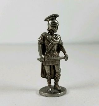 Pewter Roman Trojan Soldier Miniature Figurine Sword Helmet Cape Vintage Small