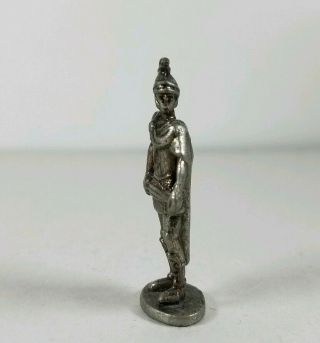 Pewter Roman Trojan Soldier Miniature Figurine Sword Helmet Cape VINTAGE Small 2