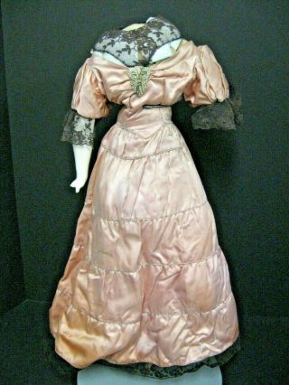 Victorian 23 " Bisque Head Doll Body With Dress Dress No Head Antique Doll Body