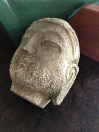 vintage Chinese Buddha head carving statue white stone 2
