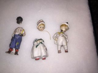 Vintage Ceramic Dolls Made In Germany,  Moveable Heads With String - 2 Need Tlc
