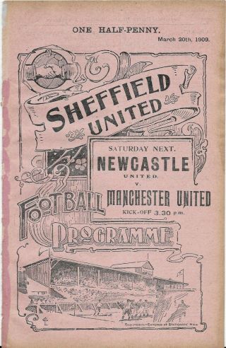 Antique Programme Sheffield United Reserves V Grimsby Town Reserves 20 - 3 - 1909