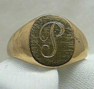 Antique/vintage 10k Gold Filled " P " Signet/initial Ring,  Size 6 Engrave/inscribe